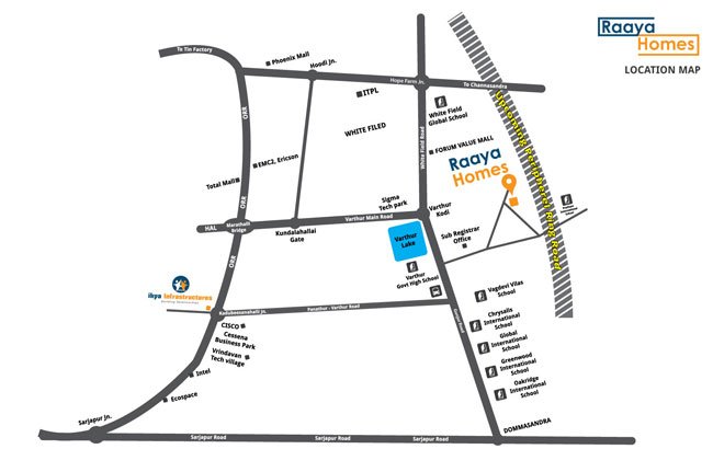 Raaya Location Map A not to scale representational location map of Raaya Homes by Markon Homes